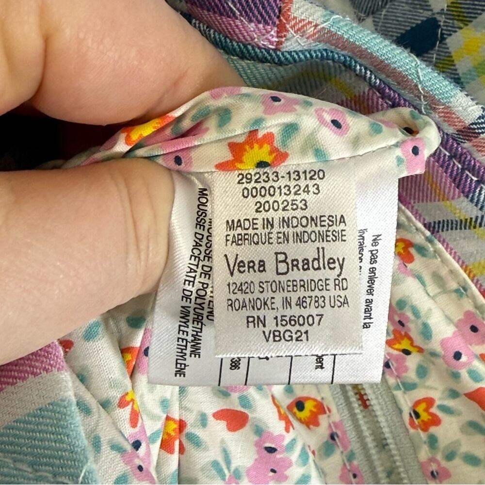 Vera Bradley, Multi Compartment Colorful Pastel Plaid Shoulder Bag Spring Summer - Picture 11 of 13
